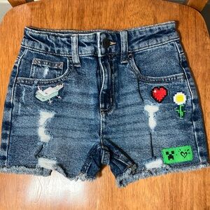 Minecraft Embroidered Denim Kids Shorts